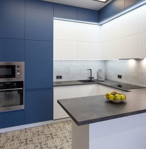 Белый кухонный гарнитур-Кухня МДФ в эмали «Модель 215»-фото6